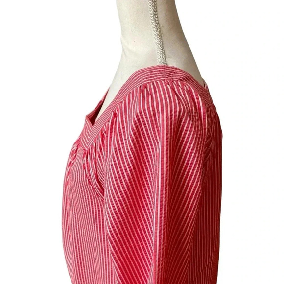 J.Crew Red White Striped Square Neck Seersucker Top Size M | Style AW133 - Picture 9 of 13
